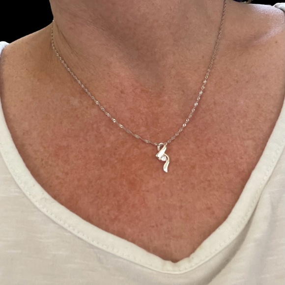 925 Sterling Silver Small Elegant CZ Cancer Awareness Ribbon Charm Pendant Slide - Picture 3 of 11